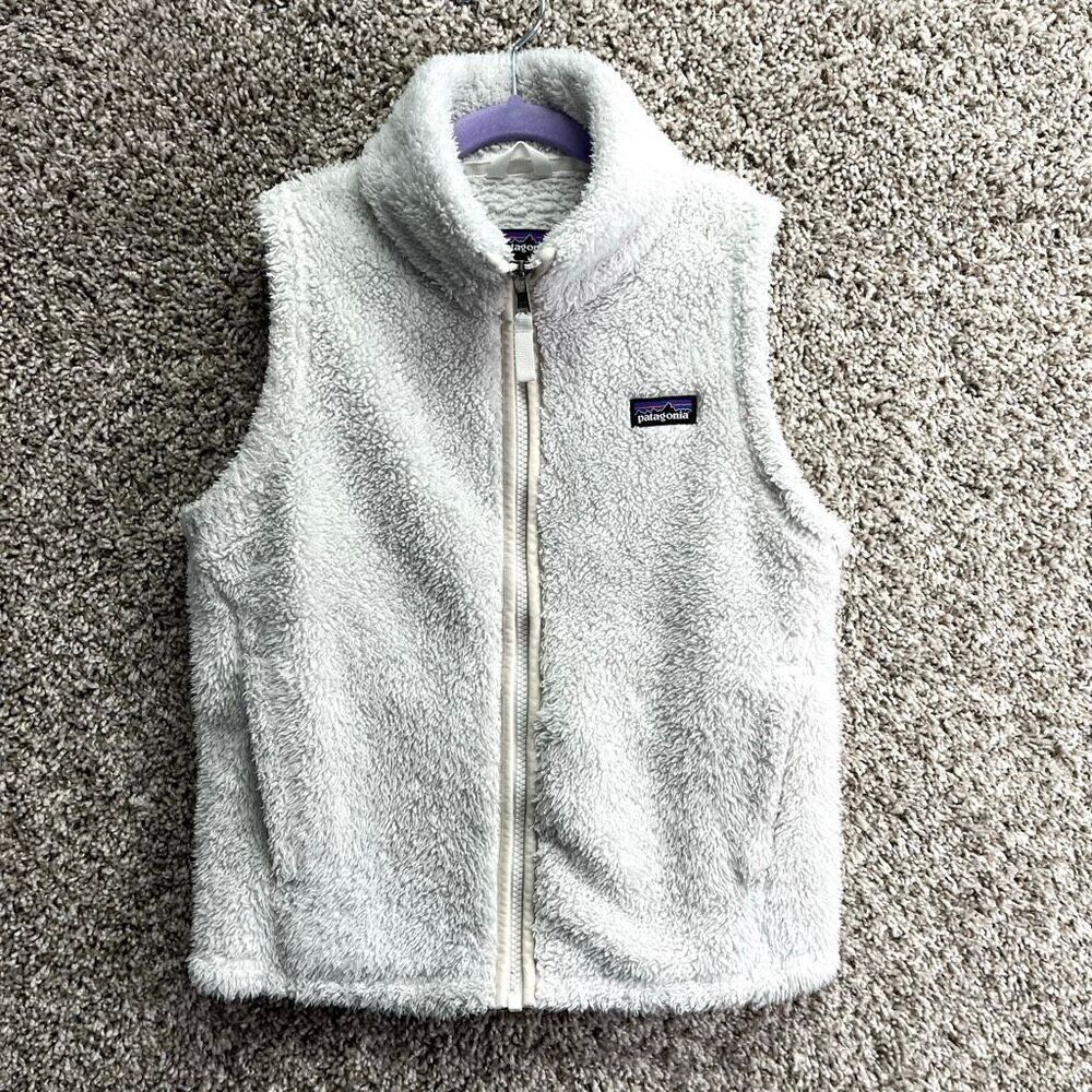 Patagonia Vest Girls 10 White Fleece‎ Zip Up